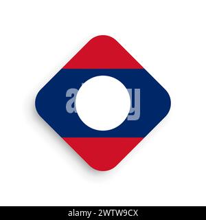 Laos flag - rhombus shape icon with dropped shadow isolated on white background Stock Vector