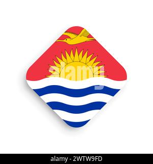 Kiribati flag - rhombus shape icon with dropped shadow isolated on white background Stock Vector