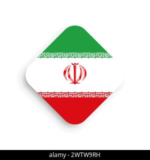 Iran flag - rhombus shape icon with dropped shadow isolated on white background Stock Vector