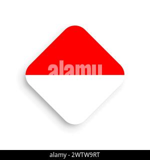 Indonesia flag - rhombus shape icon with dropped shadow isolated on white background Stock Vector