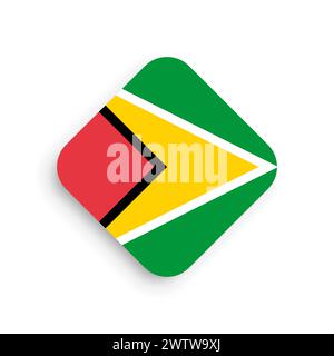 Guyana flag - rhombus shape icon with dropped shadow isolated on white background Stock Vector