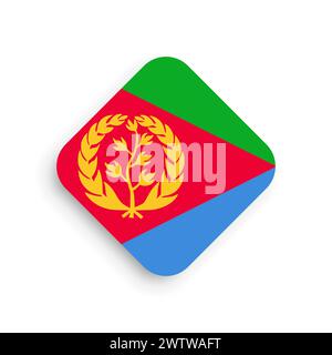 Eritrea flag - rhombus shape icon with dropped shadow isolated on white background Stock Vector
