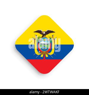 Ecuador flag - rhombus shape icon with dropped shadow isolated on white background Stock Vector