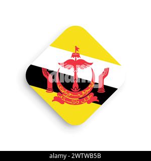 Brunei flag - rhombus shape icon with dropped shadow isolated on white background Stock Vector
