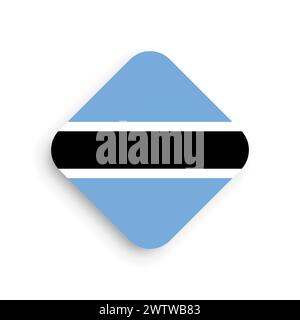 Botswana flag - rhombus shape icon with dropped shadow isolated on white background Stock Vector