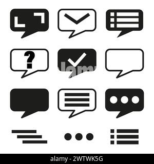 Set of chat and message icons. Communication bubbles with various symbols. Conversation and dialog elements. Vector illustration. EPS 10. Stock Vector