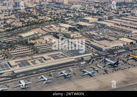 DUBAI, UAE - NOVEMBER 1, 2021: Aerial view of Dubai International Airport in Dubai, United Arab Emirates. Stock Photo