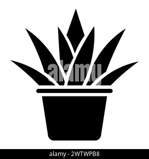 black vector aloe vera icon on white background Stock Vector