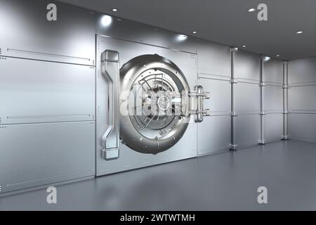 3d rendering bank vault door closed with empty space Stock Photo