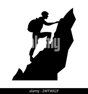 black vector climbing icon on white background Stock Vector