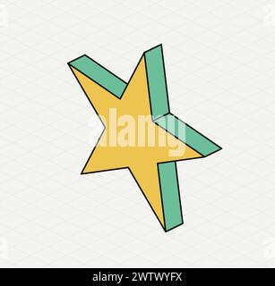 Yellow green star. Isometric icon. Symbol of Saint Patrick day. Vector illustration. Modern style. Stock Vector