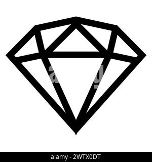 black vector diamond icon on white background Stock Vector