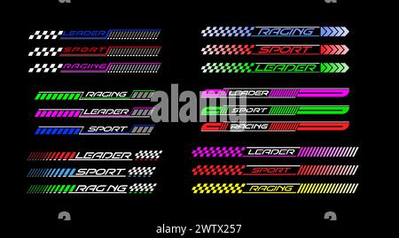 A set of colored stickers, patches or banners for tuning, clothing, prints and thematic design Stock Vector