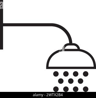 Single line icon of shower on isolated white background. High quality editable stroke for mobile apps, web design, websites, online shops etc. Stock Vector