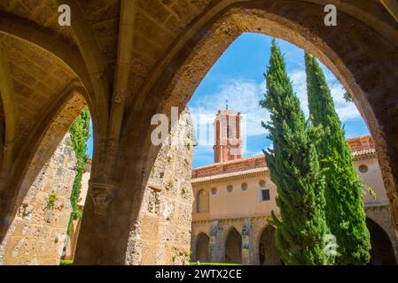 Cloister. Santa Maria de Piedra monastery, Nuevalos, Zaragoza province, Aragon, Spain. Stock Photo