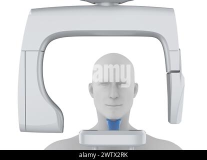 3d rendering x-ray scanner machine with dummy patient for dental treatment isolated Stock Photo