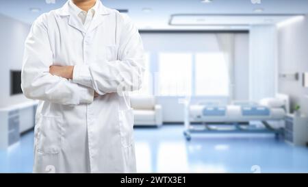 Doctor wear white lab coat in hospital room Stock Photo