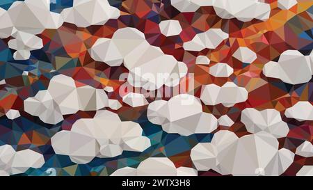 Vector Low poly abstract sky with clouds background, trendy, geometric, business luxury polygonal wallpaper, triangle modern style poster Stock Vector