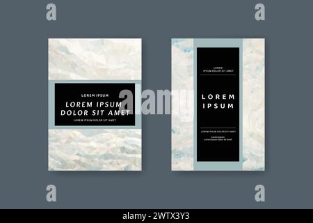 Low poly vertical abstract white and black flyers, collections of A4 size covers with sky and clouds, set backgrounds, trendy, geometric, cyber polygo Stock Vector
