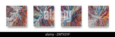 Low poly vertical abstract colorful backgrounds set, collections of square size covers, trendy, geometric, cyber polygonal and multicolor beautiful pr Stock Vector