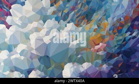 Vector Low poly abstract sky with clouds background, trendy, geometric, business luxury polygonal wallpaper, triangle modern style poster Stock Vector