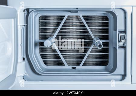 Detail of Heat pump dryer with heat exchanger and plinth filter Stock Photo