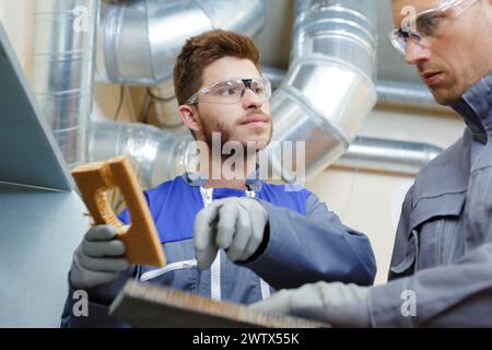 portrait of workers on a plant Stock Photo