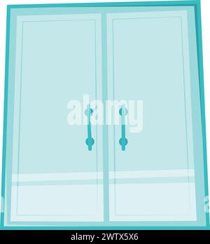Glass doors cartoon icon. Glossy clean store doorway Stock Vector