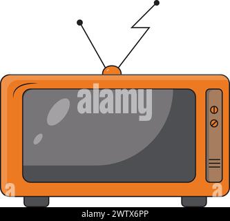 flat design retro classic tv with antenna icon vector illustration Stock Vector