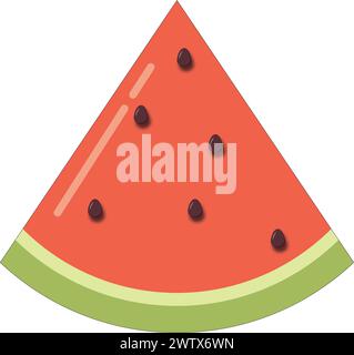 Watermelon Piece Red and Green Vector Icon Stock Vector