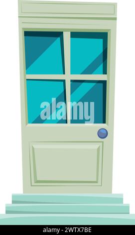 House doorstep. Wooden door and stairs cartoon icon Stock Vector