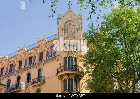 The Art Nouveau building Gran Hotel, Palma de Mallorca, Balearic Islands, Spain. Stock Photo