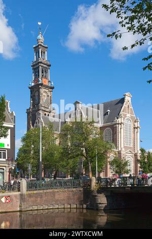 Amsterdam, Netherlands - July 02 2019: The Westerkerk (English: Western Church) is a Reformed church within Dutch Protestant church located in the mos Stock Photo