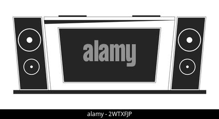 Dj mixing console black and white 2D line cartoon object Stock Vector