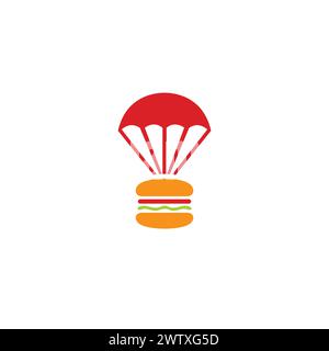 Parachute Burger Logo. Food Icon Stock Vector