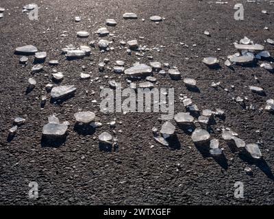 blocks of ice on the asphalt Stock Photo