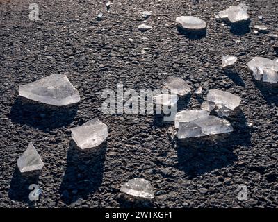 blocks of ice on the asphalt Stock Photo
