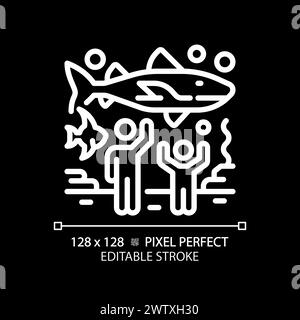 Oceanarium exhibition pixel perfect white linear icon for dark theme Stock Vector