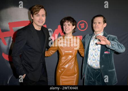 David Kross, Joel Basman und Liv Lisa Fries bei der Premiere der Fernsehserie Kafka in der Urania Berlin. Berlin, 19.03.2024 Foto:xF.xKernx/xFuturexImagex kafka 4177 Stock Photo