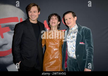 David Kross, Joel Basman und Liv Lisa Fries bei der Premiere der Fernsehserie Kafka in der Urania Berlin. Berlin, 19.03.2024 Foto:xF.xKernx/xFuturexImagex kafka 4175 Stock Photo