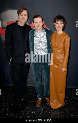 David Kross, Joel Basman und Liv Lisa Fries bei der Premiere der Fernsehserie Kafka in der Urania Berlin. Berlin, 19.03.2024 Foto:xF.xKernx/xFuturexImagex kafka 4172 Stock Photo