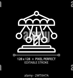 Swinging chain carousel pixel perfect white linear icon for dark theme Stock Vector