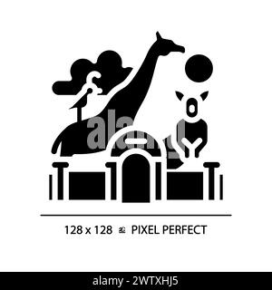 Zoo life exhibition pixel perfect black glyph icon Stock Vector