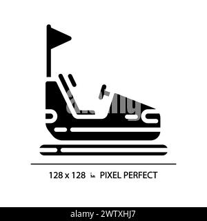 Carnival bumper cars pixel perfect black glyph icon Stock Vector