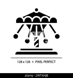 Swinging chain carousel pixel perfect black glyph icon Stock Vector