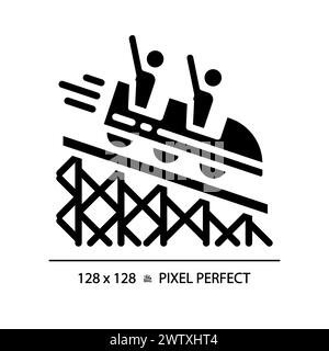 Roller coaster pixel perfect black glyph icon Stock Vector