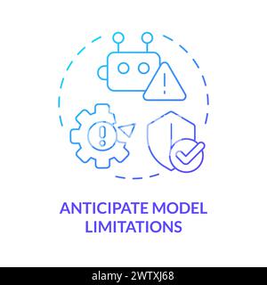 Anticipate model limitations blue gradient concept icon Stock Vector