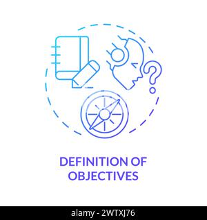 Definition of objectives blue gradient concept icon Stock Vector