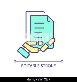 Ai document processing RGB color icon Stock Vector