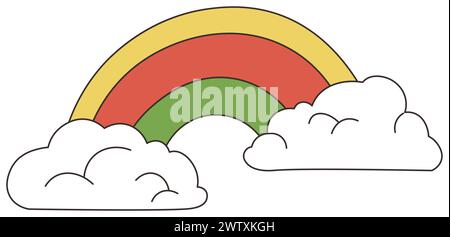 Rainbow and Clouds Vector Scene Stock Vector